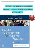 TEST BANK For Health Assessment for Nursing Practice, 7th Edition by Wilson, All Chapters 1 - 24, Complete Newest Version