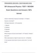 SPI Ultrasound Physics: TEST 1 REVIEW Exam Questions and Answers 100% Solved