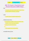 BBH 101 Exam 2 Questions and  Correct Answers (100% Pass)