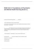 N340 Unit 2- Foundations of Psychiatric and Mental Health Nursing Exam 1Questions and Answers