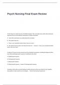 Psych Nursing Final Exam Review Questions and Answers