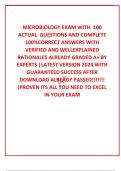  MICROBIOLOGY EXAM WITH  100 ACTUAL  QUESTIONS AND COMPLETE 100%CORRECT ANSWERS WITH VERIFIED AND WELLEXPLAINED RATIONALES ALREADY GRADED A+ BY EXPERTS |LATEST VERSION 2024 WITH GUARANTEED SUCCESS AFTER DOWNLOAD ALREADY PASSED!!!!!!! (PROVEN ITS ALL YOU N