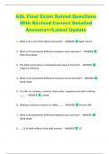 ASL Final Exam Solved Questions  With Revised Correct Detailed  Answers>>Latest Update