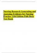 Test Bank For Nursing Research Generating and Assessing Evidence for Nursing Practice 11th Edition by Denise Polit & Cheryl Beck , ISBN:9781975110642; All Chapters 1-33 |Complete Solution| Guide A+|