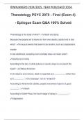 Thanatology PSYC 2070 - Final (Exam 4) - Epilogue Exam Q&A 100% Solved