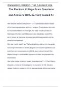 The Electoral College Exam Questions and Answers 100% Solved | Graded A+