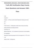 TJJD JSO Certification Hays County Exam Questions and Answers 100% Pass