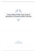 Texas Notary Public Cert. Exam || Questions & Answers (100% Correct)