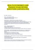  ECO4050  Health Economics and Financing exam review practice questions with complete solutions