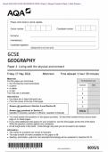 Actual 2024 AQA GCSE GEOGRAPHY 8035/1 Paper 1 Living with the physical environment Merged Question Paper + Mark Scheme