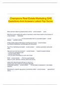   Champions Real Estate Marketing SAE Questions And Answers Latest Top Score.