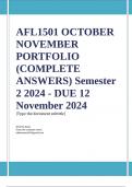 AFL1501 OCTOBER NOVEMBER PORTFOLIO (COMPLETE ANSWERS) Semester 2 2024 - DUE 12 November 2024; 100% TRUSTED Complete, trusted solutions and explanations.. Ensure your success with us...