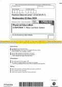 Pearson Edexcel Level 1/Level 2 GCSE (9–1) PHYSICAL Education COMPONENT 1: Fitness and Body Systems MAY 2024 Combined Question Paper and Mark Scheme