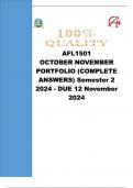 AFL1501 OCTOBER NOVEMBER PORTFOLIO (COMPLETE ANSWERS) Semester 2 2024 - DUE 12 November 2024 - Course Language Through an African Lens (AFL1501)