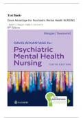 Test Bank ; Davis Advantage for Psychiatric Mental Health Nursing 10th Edition{ by Karyn I. Morgan and Mary C.||complete GRADE A