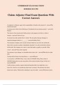 Claims Adjuster Final Exam Questions With Correct Answers