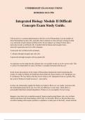 Integrated Biology Module II Difficult Concepts Exam Study Guide