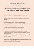 Managerial Economics (Froeb) Ch 1 – Intro Exam Questions With Correct Answers.