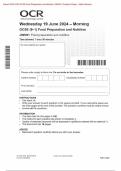 Actual 2024 OCR GCSE Food Preparation and Nutrition J309/01: Food preparation and nutrition Merged Question Paper + Mark Scheme