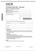 Actual 2024 OCR GCSE Religious Studies J625/05: Hinduism beliefs and teachings & practicesMerged Question Paper + Mark Scheme