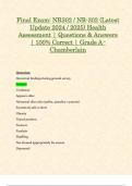 Final Exam: NR302 / NR-302 (Latest Update 2024 / 2025) Health Assessment | Questions & Answers | 100% Correct | Grade A - Chamberlain