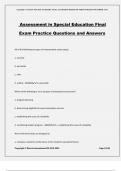 Assessment in Special Education Final Exam Practice Questions and AnswersAssessment in Special Education Final Exam Practice Questions and Answers All of the following are types of measurement scales except a. nominal b. percentile c. ratio d. ordinal - A