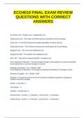 Intermediate Microeconomic Theory; ECO4010 final exam review questions with verified solutions