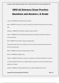 HESI A2 Entrance Exam Practice Questions and Answers | A Grade