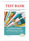 TEST BANK For Fundamentals of Nursing Care: Concepts, Connections and Skills 3rd Edition By Marti Burton; David Smith / ORIGINAL STUDY GUIDE