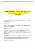 Food Handlers Permit Test Questions And Answers 100% Guaranteed Success.