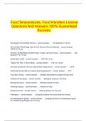 Food Temperatures, Food Handlers License Questions And Answers 100% Guaranteed Success.