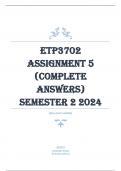 ETP3702 Assignment 5 (COMPLETE ANSWERS) Semester 2 2024