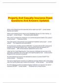   Property And Casualty Insurance Exam Questions And Answers Updated.