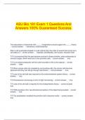 ASU Bio 181 Exam 1 Questions And Answers 100% Guaranteed Success.