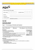 AQA GCSE SOCIOLOGY Paper 1 The Sociology of Families and Education MAY 2024 Combined Question Paper and Mark Scheme