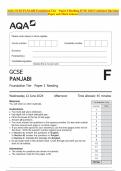 AQA GCSE PANJABI Foundation Tier Paper 3 Reading JUNE 2024 Combined Question Paper and Mark Scheme