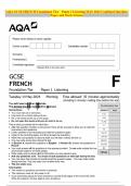 AQA GCSE FRENCH Foundation Tier Paper 1 Listening MAY 2024 Combined Question Paper and Mark Scheme