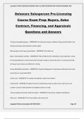 Delaware Salesperson Pre-Licensing Course Exam Prep: Buyers, Sales Contract, Financing, and Appraisals Questions and Answers