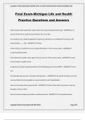 Final Exam-Michigan Life and Health Practice Questions and Answers