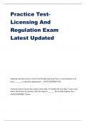 Practice Test- Licensing And Regulation Exam Latest Updated