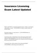 Insurance Licensing Exam Latest Updated