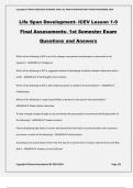 Life Span Development- iCEV Lesson 1-9 Final Assessments- 1st Semester Exam Questions and Answers