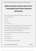 Medical Laboratory Science Review- Harr – Immunology Exam Practice Questions and Answers