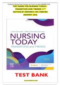 Test Bank for Nursing Today; Transition and Trends 11th edition, ISBN No; 9780323810159 by Zerwekh (NEWEST 2024) 