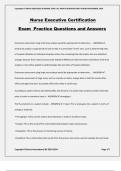 Nurse Executive Certification Exam Practice Questions and Answers