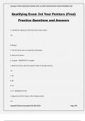 Qualifying Exam 3rd Year Pointers (Final) Practice Questions and Answers