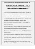 Radiation Health and Safety - Test 1 Practice Questions and Answers