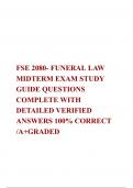 FSE 2080- FUNERAL LAW MIDTERM EXAM STUDY GUIDE QUESTIONS COMPLETE WITH DETAILED VERIFIED ANSWERS 100% CORRECT /A+GRADED