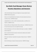 ServSafe Food Manager Exam Review Practice Questions and Answers Which of the following types of food carries the highest risk of causing a foodborne illness? - ANSWER-Milk and dairy products When two or more people display the same symptoms of illness af