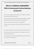 WGU 214. FINANCIAL MANAGEMENT PVCC. Pre-Assessment Practice Questions and Answers